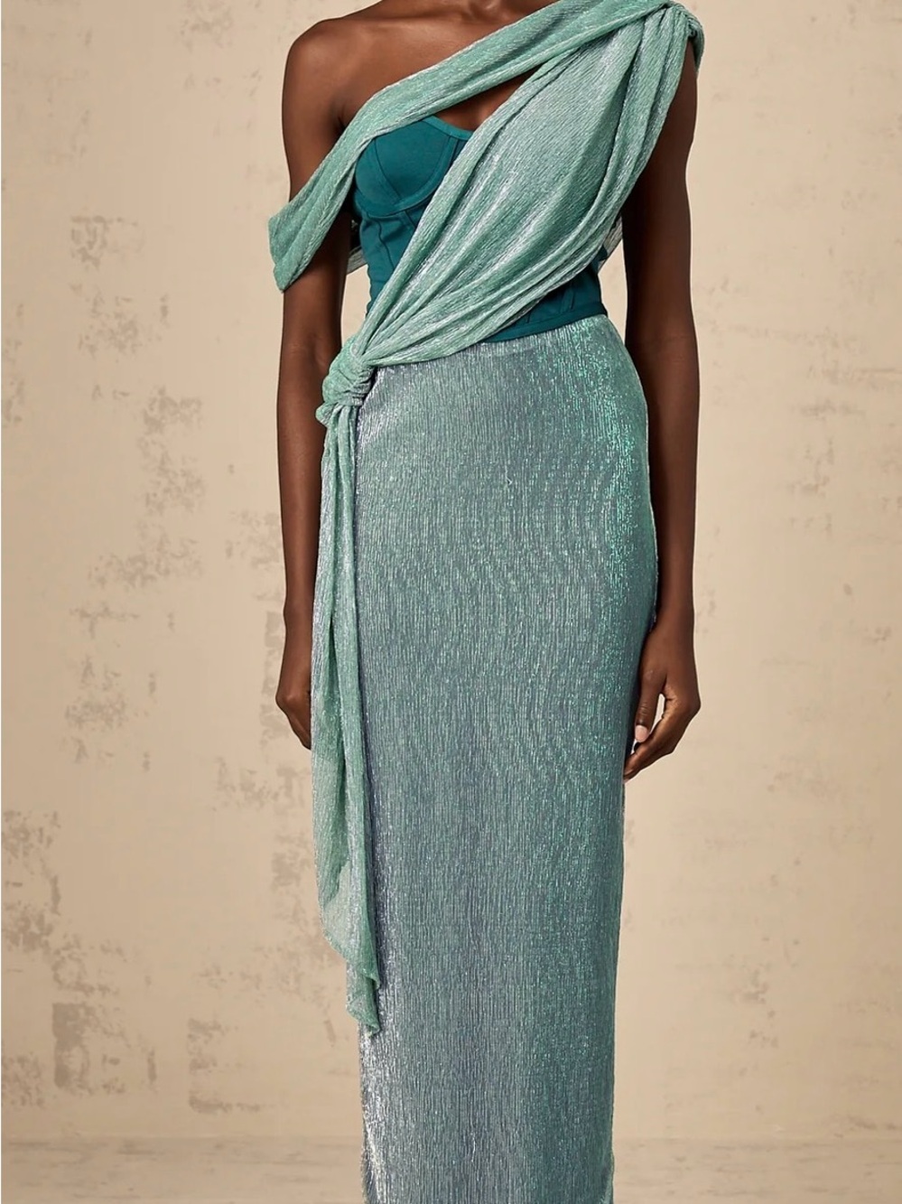 Asymmetrical One-Shoulder Seafoam Green Evening Dress